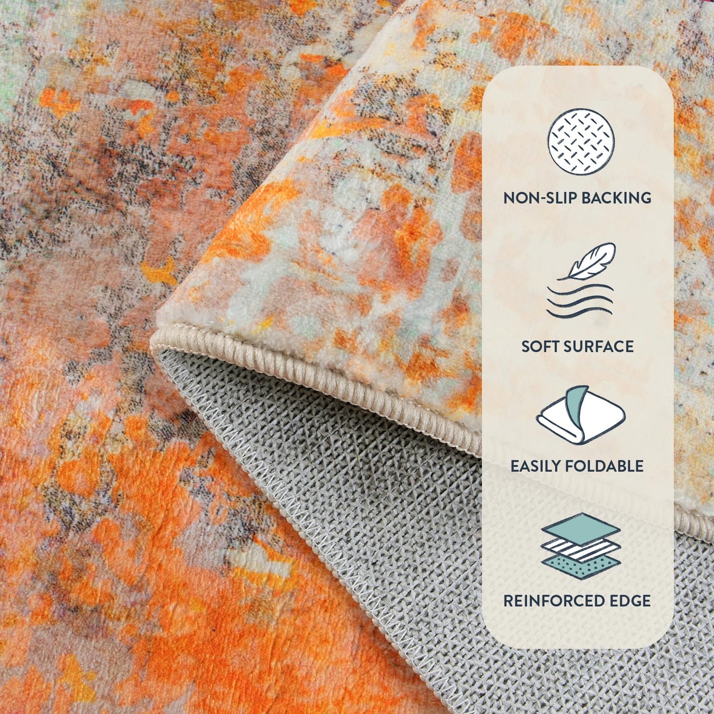 Lahome Modern Abstract Runner Rug - 2x6 Hallway Runner Rugs Long Bathroom Runner Washable Carpet Runner, Contemporary Soft Non Skid Indoor Floor Runners for Kitchen Laundry Room, Yellow/Gold/Cream