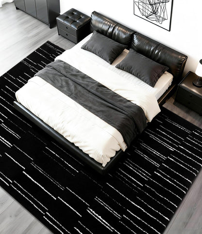 YIHOUSE 5x7 Abstract Striped Area Rug, Modern Washable Stain Resistant Rugs Non Slip, Soft Indoor Floor Carpet for Living Room, Bedroom,Dining Room, Black and White