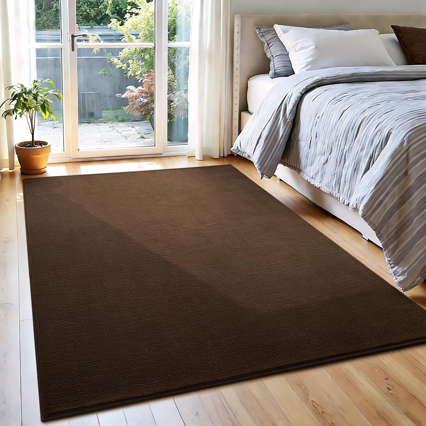 Vasofe 4x6 Area Rugs for Bedroom Living Room, Brown Rug Modern Thickened Memory Foam Throw Carpet, Super Soft Kids Boys Girls Room Rug, Non-Slip Washable Carpets for Dorm Nursery Classroom Office