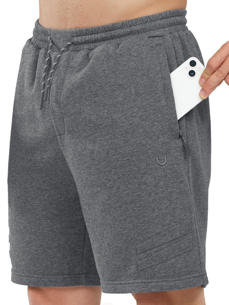 NORTHYARD Men's Athletic Running Shorts Cotton Casual Shorts with Zipper Pockets 7" Workout Gym Sweat Shorts Smoke Heather 3XL