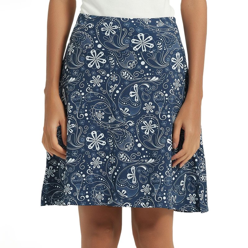 NOOYME 20" Skorts for Women Athletic Modest with Pockets Knee Length Tennis Golf Skirts (3XL,Navy Paisley)