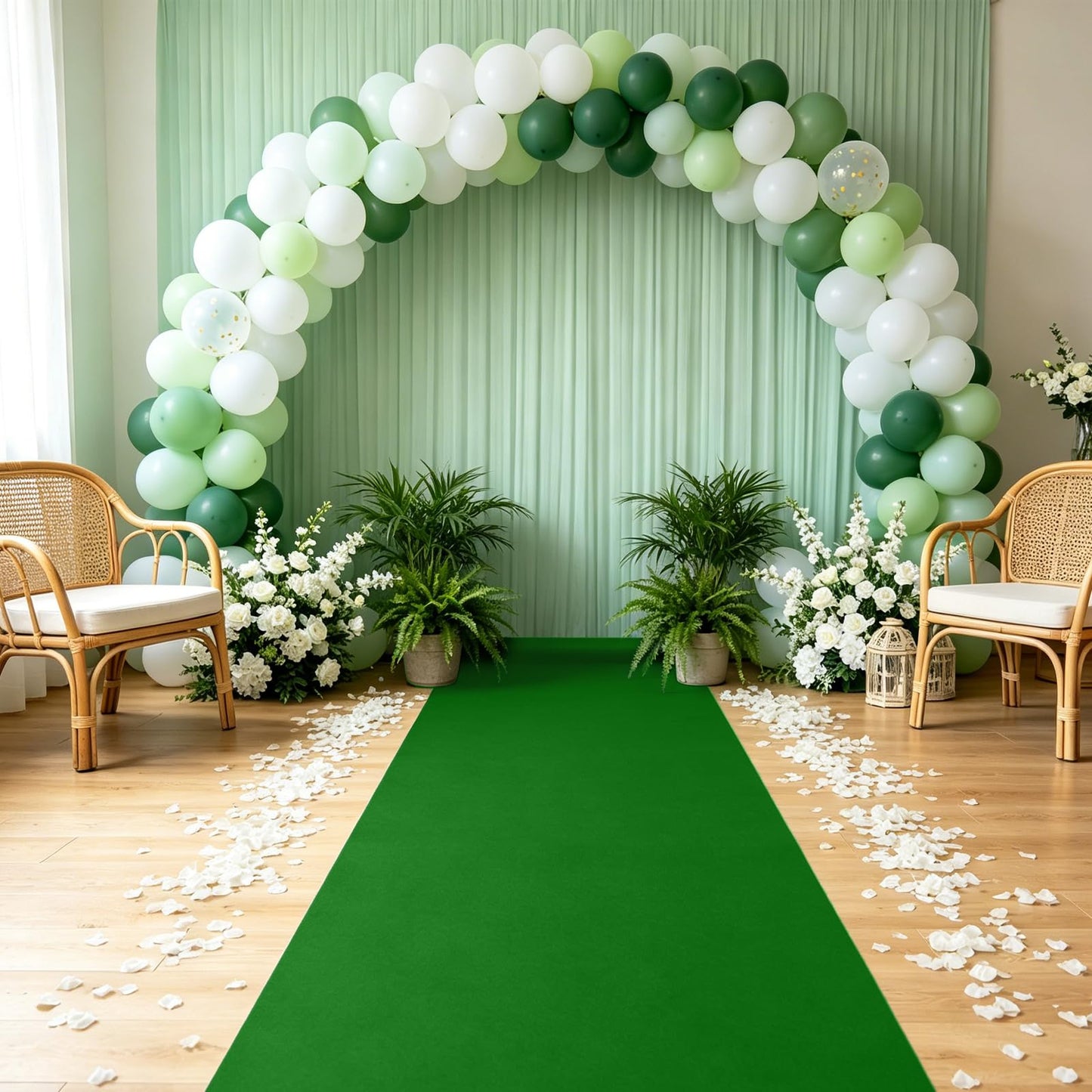 Green Carpet Runner Rug for Party 150gsm 1.3x15FT Thickness Red Rug Runner with 1 Pack Carpet Tape for Wedding Outdoor Accessories, Wedding Party Hallway Rug