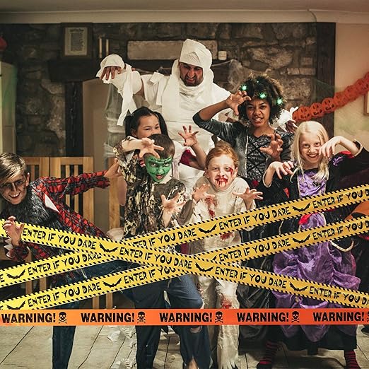 3 Pcs Halloween Fright Tape Bundle - Warning - Enter If You Dare - Haunted Keep Out, 3inx90ft Halloween Decoration Clearance,Caution Tape for Haunted Houses, Danger, Beware and Attention
