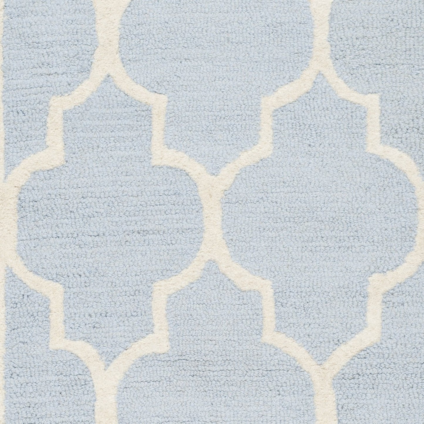 SAFAVIEH Cambridge Collection Runner Rug - 2'6" x 8', Light Blue & Ivory, Handmade Moroccan Trellis Wool, Ideal for High Traffic Areas in Living Room, Bedroom (CAM134A)