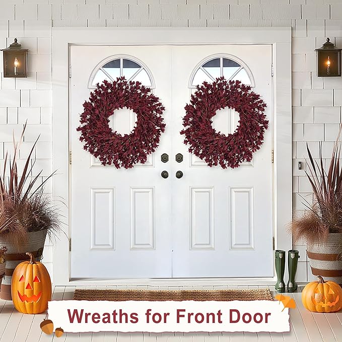 26 Inch Fall Wreaths for Front Door Outside，Realistic Autumn Wreath Outdoor，Large Halloween Thanksgiving Artificial Flowers Wreath，Fall Decorations for Home Harvest Porch Yard Mantle Fireplace Decor