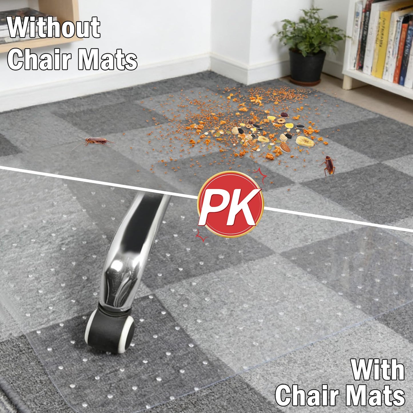 Vivicreate Chair Mat for Carpet 36x48 Inch, Non-Slip Edge with Gripper Studs, Floor Mat for Office Chair, Desk Mat for Chair, for Home Office Chairs on Carpet