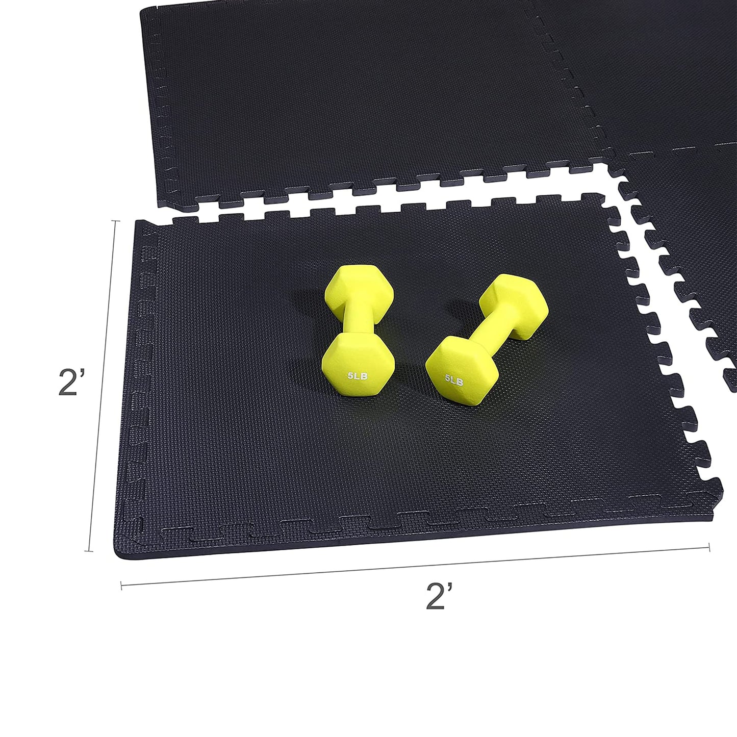 BalanceFrom Puzzle Exercise Mat 1/2" Thick, EVA Interlocking Foam Floor Tiles for Home Gym, Mat for Home Workout Equipment, Floor Padding for Kids, Black, 24 in x 24 in x 1/2 in, 144 Sq Ft - 36 Tiles