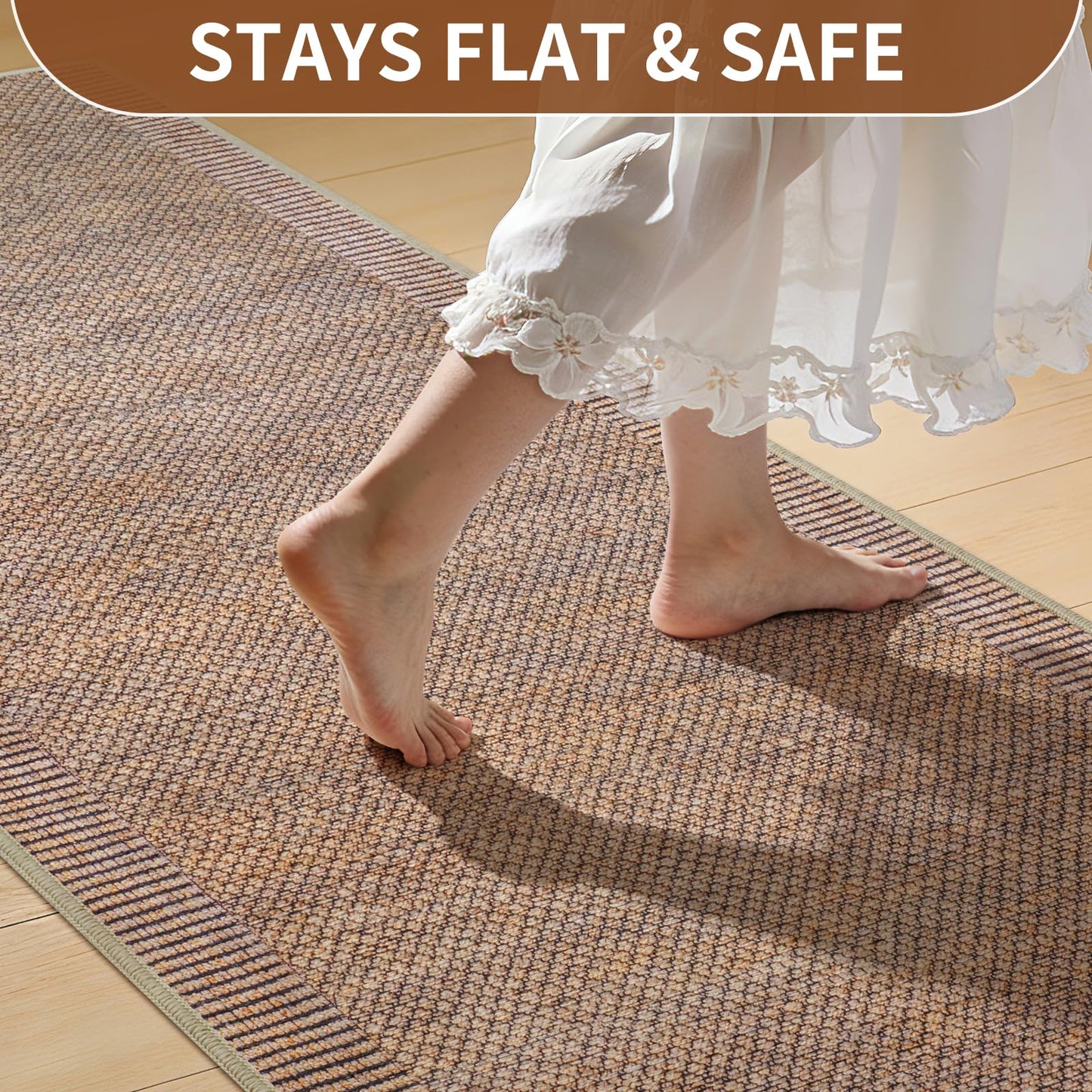 QiCaiJia 2x5 Kitchen Runner Non Slip Kitchen Rugs Mat, Washable Hallway Runner Rug Soft Long Low Pile Farmhouse Entryway Floor Mat for Bedroom Laundry Living Room Beside Rug