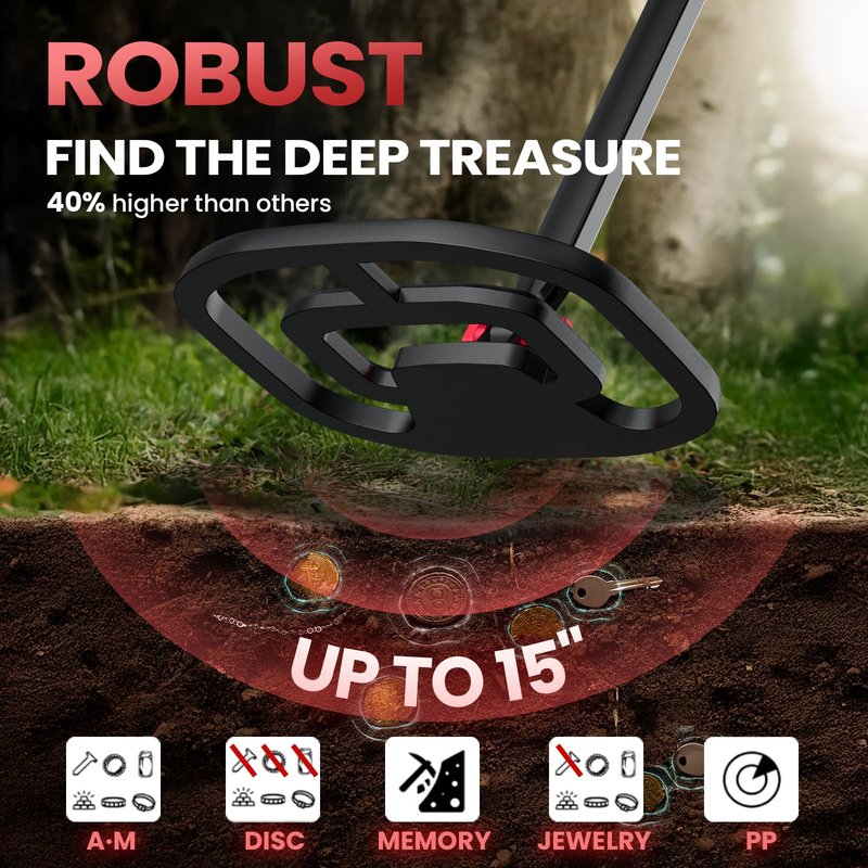 PANCKY High Accuracy Metal Detector for Adults – Collapsible, Lightweight & IP68 Waterproof Search Coil with 10.55” Large Coil, 5 Modes & Backlit LCD, Gold & Relic Detector Kit, PK1098