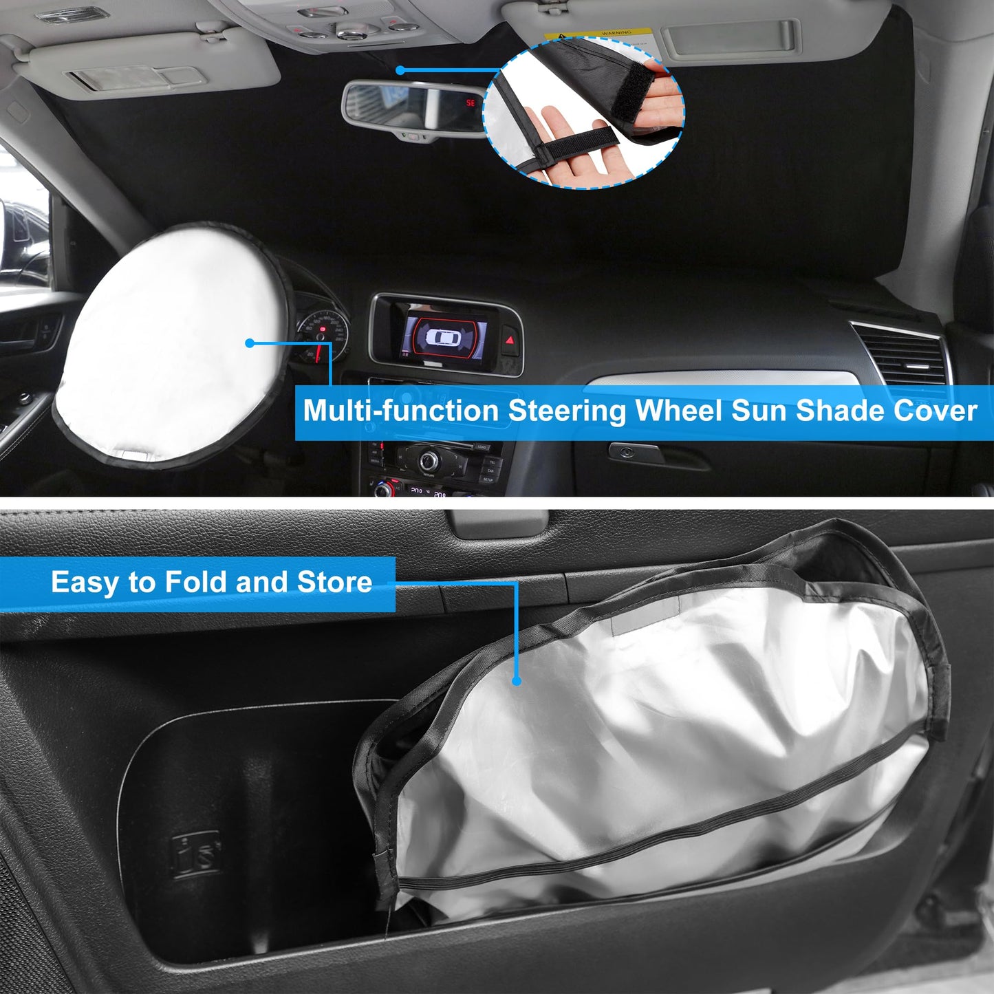 Windshield Sun Shade Custom Fit 2018-2024 Toyota Camry LE XLE Hybrid SE XSE Sedan Accessories Front Foldable Window Sunshade
