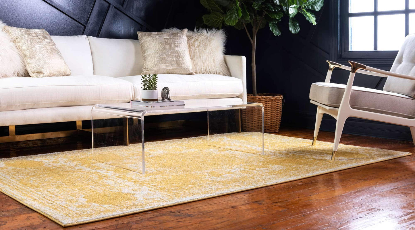 Unique Loom Bromley Collection Area Rug - Wells (8' x 10' Rectangle, Yellow/ Ivory)