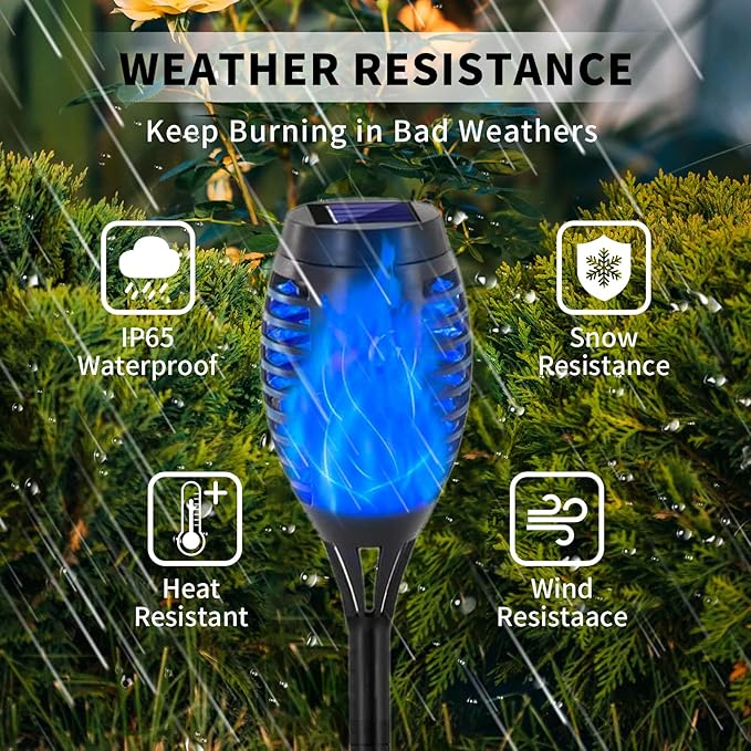 Swingers Solar Lights Outdoor,Halloween Solar Torch Lights with Flickering Flame,Waterproof Outdoor Garden Lights for Outside Patio Pathway Yard Decorations(8, Blue)