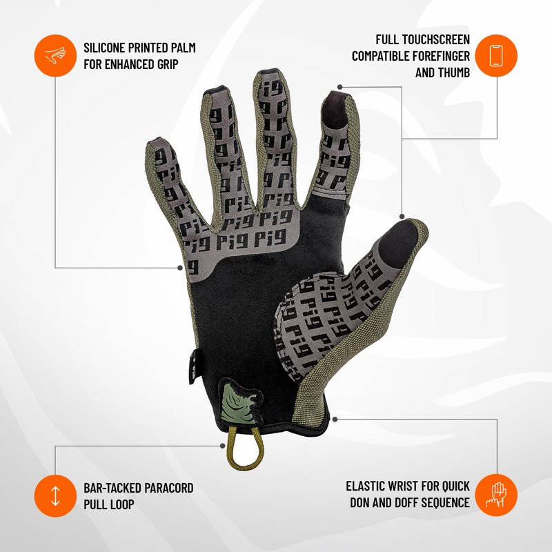 PIG FDT Delta Utility Gloves, Touchscreen Compatible, High Dexterity for Shooting Sports, 1 Pair, Ranger Green, Small