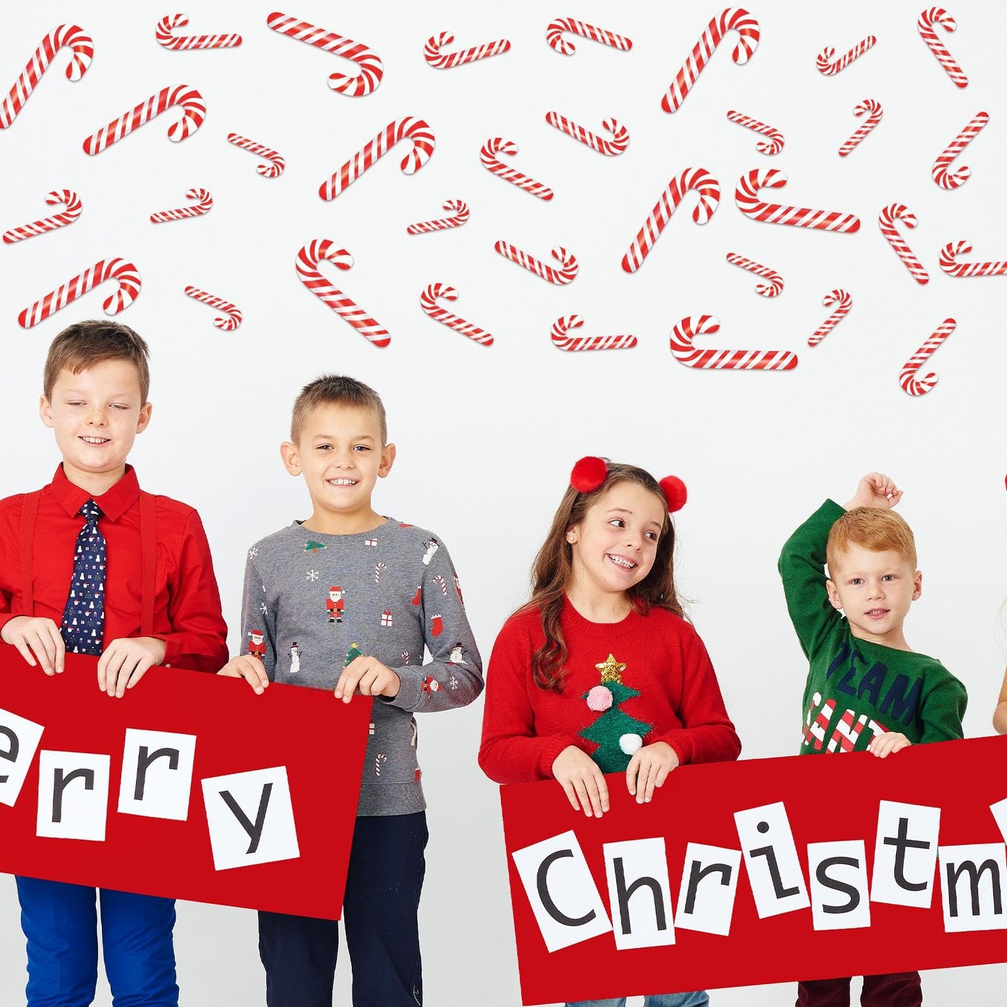 Zonon 90 Pcs Christmas Candy Cane Paper Cutouts Classroom Bulletin Board Decoration for Classroom Office Party Bulletin Board Wall Chalkboard Home Christmas Decor