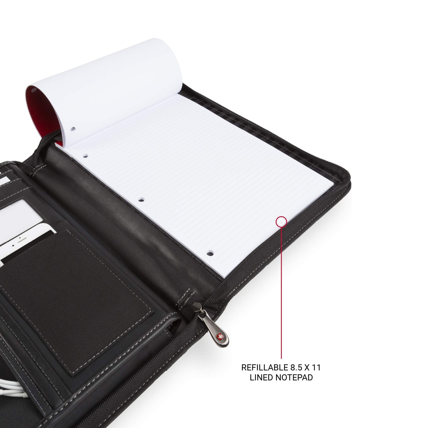 Wenger Concept Zippered Padfolio, Padded Document Organizer, Black