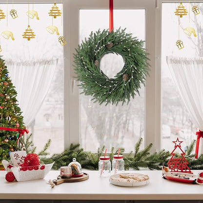 26 Inch Christmas Wreath, Christmas Wreaths for Front Door, Pine Wreath with Pine Cones Berries for Indoor Outdoor Wall Mantle Door Decor