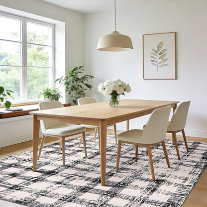 Garvee 9x12 Checkered Area Rug, Washable Modern Geometric Rug, Non Slip Low Pile Soft Carpet for Bedroom, Living Room, Dining Room, Black