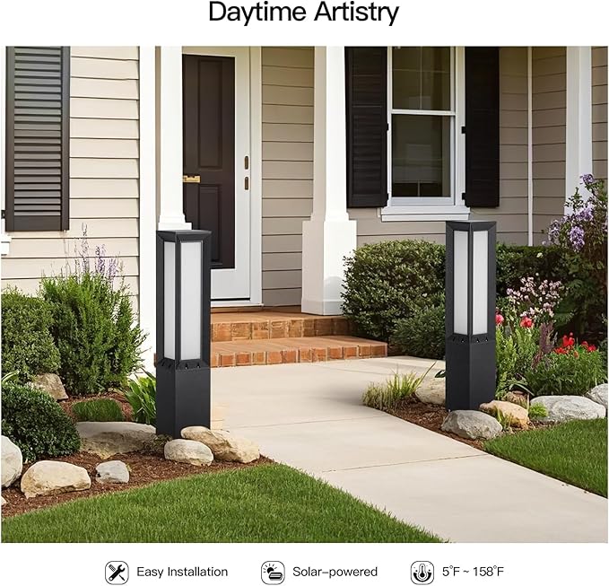 Solar Pathway Light, 31.5" Landscape Path Lights Outdoor Waterproof, Aluminum Driveway Lamp Solar Powered, Dusk to Dawn Walkway Lantern 3000K LED Bollard Lighting for Patio Lawn Garden Sidewalk