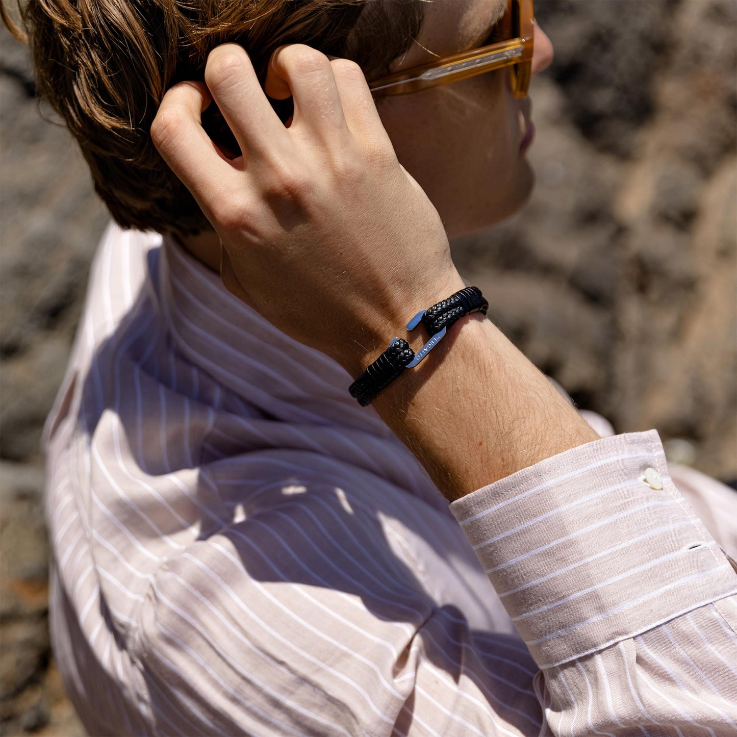 Elegatto Meraki Premium Double Braided Leather Bracelet for Men | Full-Grain Leather with Silver Polished Stainless Steel C-Clasp | Men’s Designer Bracelets