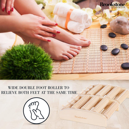 Brookstone Foot Roller Massager for Plantar Fasciitis Relief - Wooden Massage Roller for Foot Health - Stimulate Reflexes & Relieve Stress - Ideal Gift for Mom, Dad, Elderly