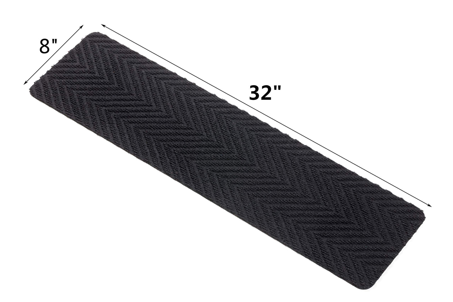 Indoor and Outdoor Carpet Stair Treads - 32" x 8" Non-Slip Stair Treads Carpet for Wooden Steps - Rubber Stair Tread Mats - Stair Rugs Anti Slip for Kids Elders and Dogs – Black Set of 14