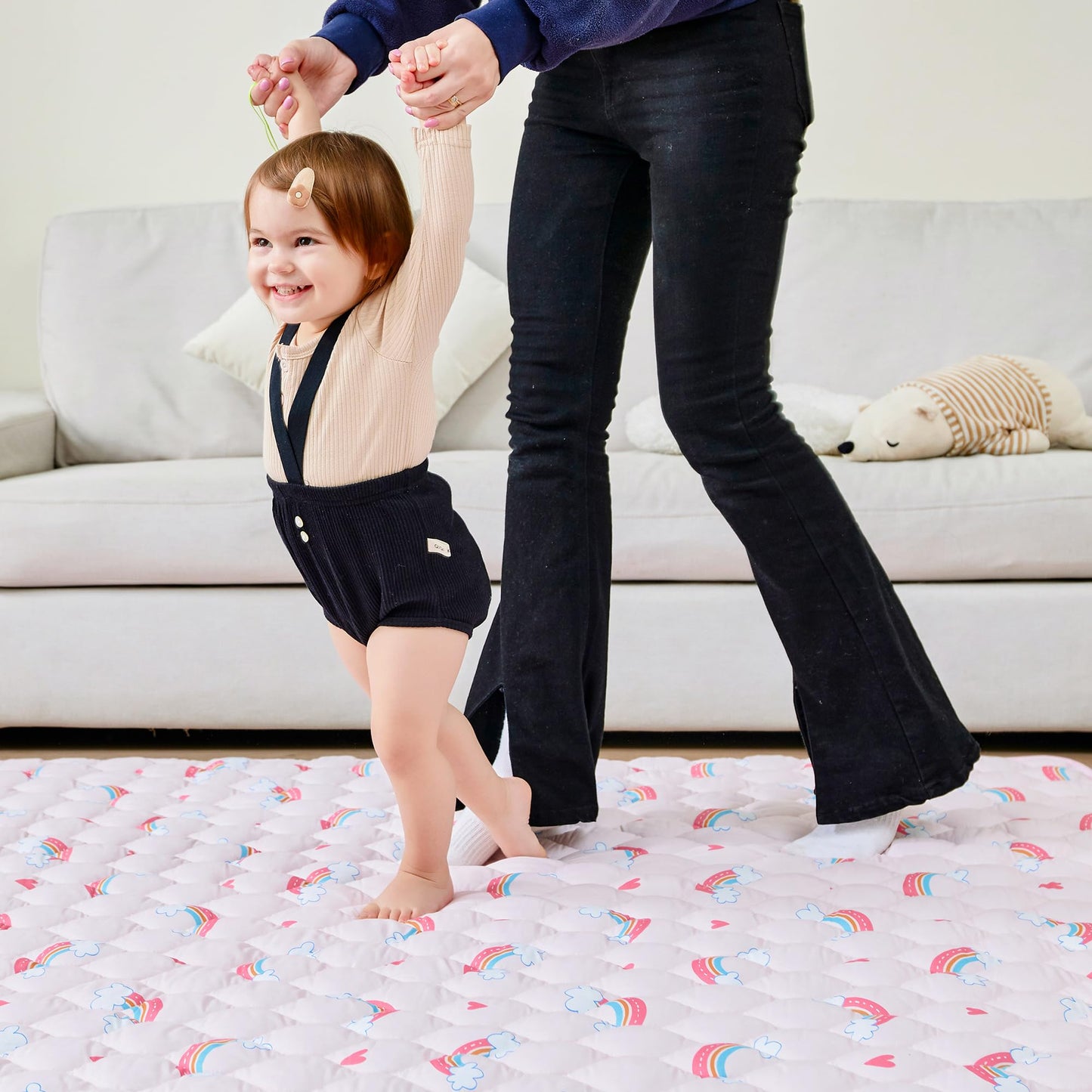 Baby Play Mat, Extra Large&Thick Baby Mat for Floor, 50 x 51 Play Mat for Baby， Foldable Padded Baby Floor Mat