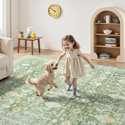 Lofus 5x7 Area Rug for Living Room, Light Green Washable Area Rugs with Non-Slip Backing,Soft Boho Carpets for Bedroom Dining Room Home Office Indoor Nursery