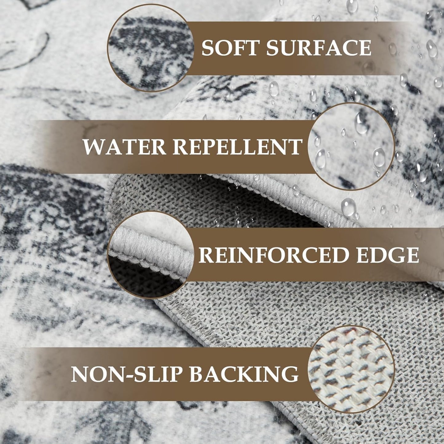 Light Beige Grey Brown Abstract Geometric Pattern Indoor Irregular Shaped Rugs 5x8 for Livingroom Bedroom Nursery Dorm Washable Non Shedding Soft Carpet Under Dining Table Modern Minimalist Area Rug