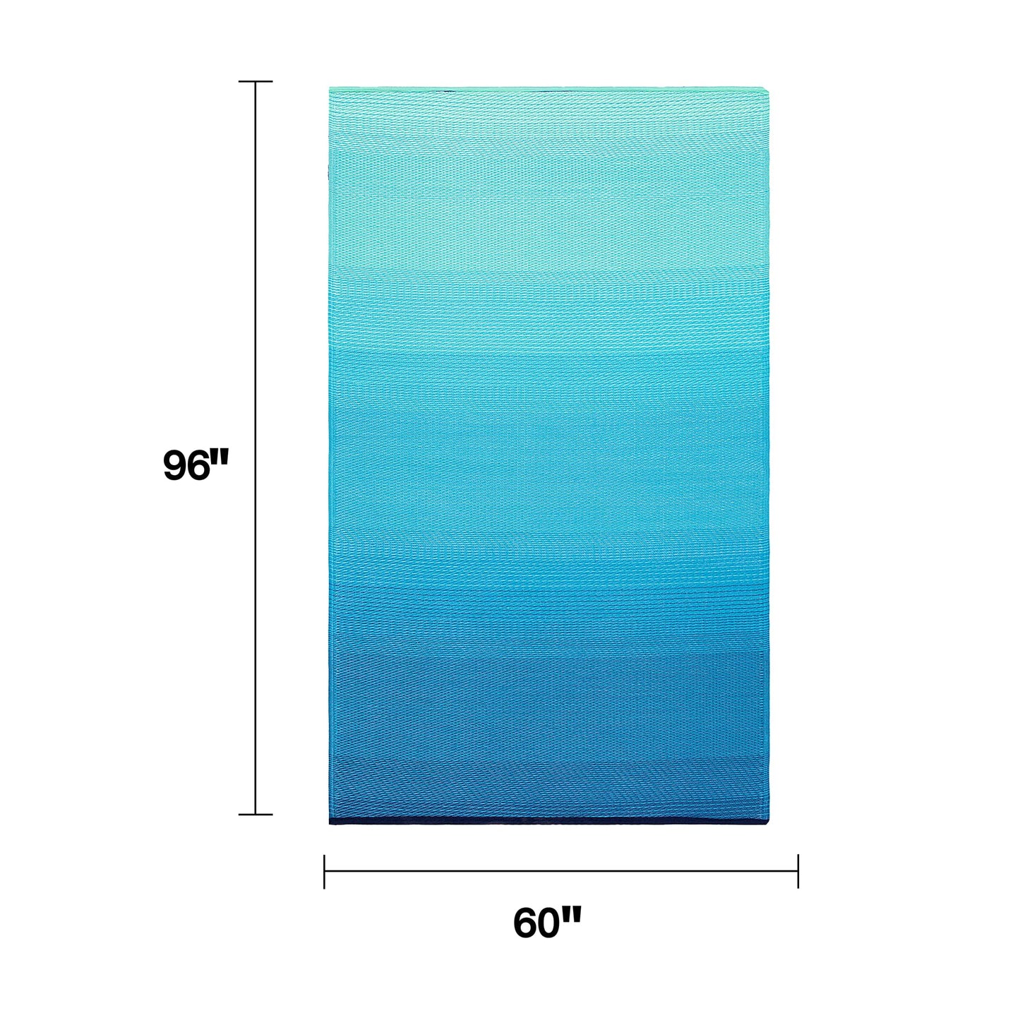 Fab Habitat Outdoor Rug - Waterproof, Fade Resistant, Crease-Free - Premium Recycled Plastic - Ombre - Patio, Porch, Deck, Balcony - Big Sur - Teal - 5 x 8 ft