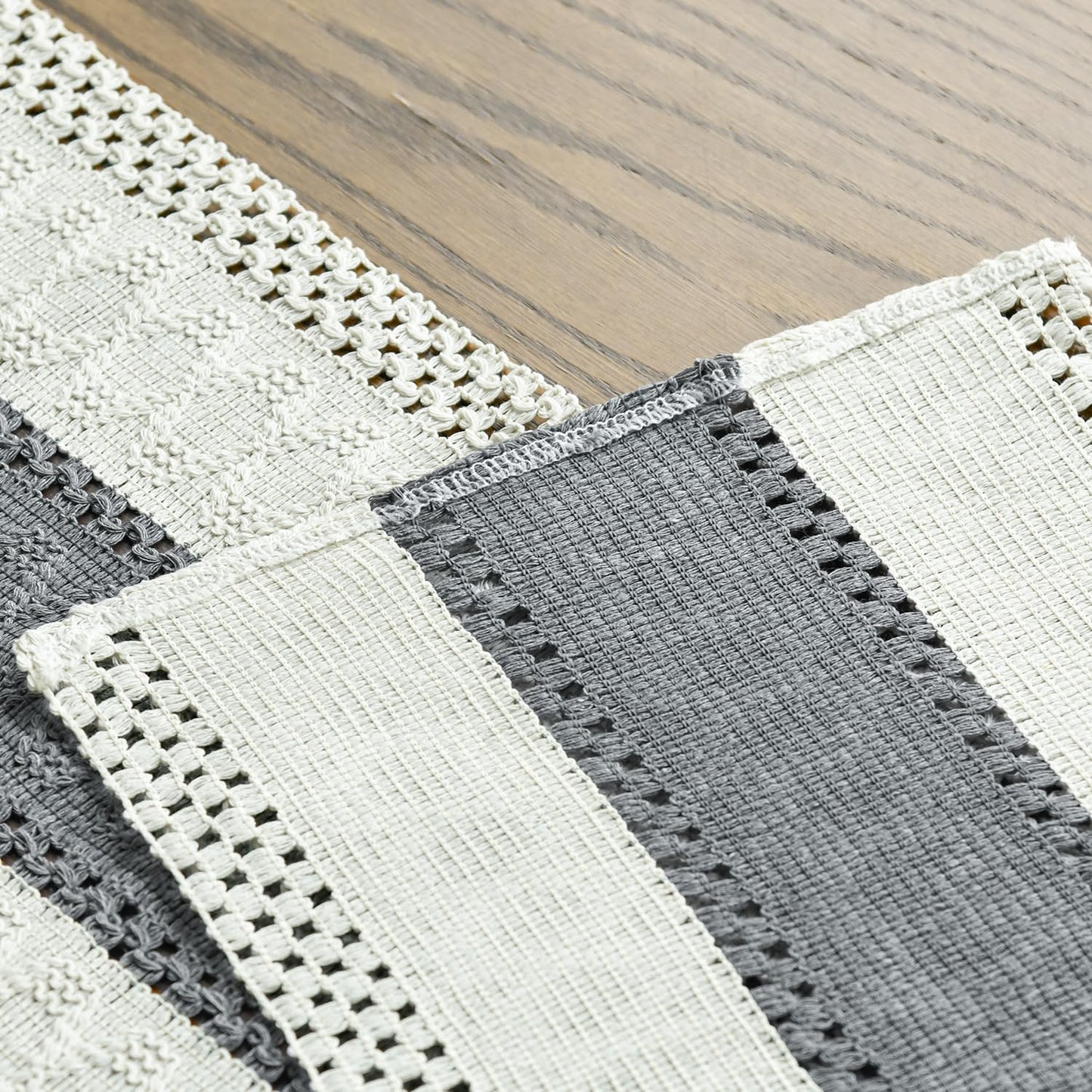 Artoid Mode Dark Grey Farmhouse Rustic Table Runner, Seasonal Holiday Hollow Kitchen Dining Table Decoration for Home Party Decor 12x72 Inch