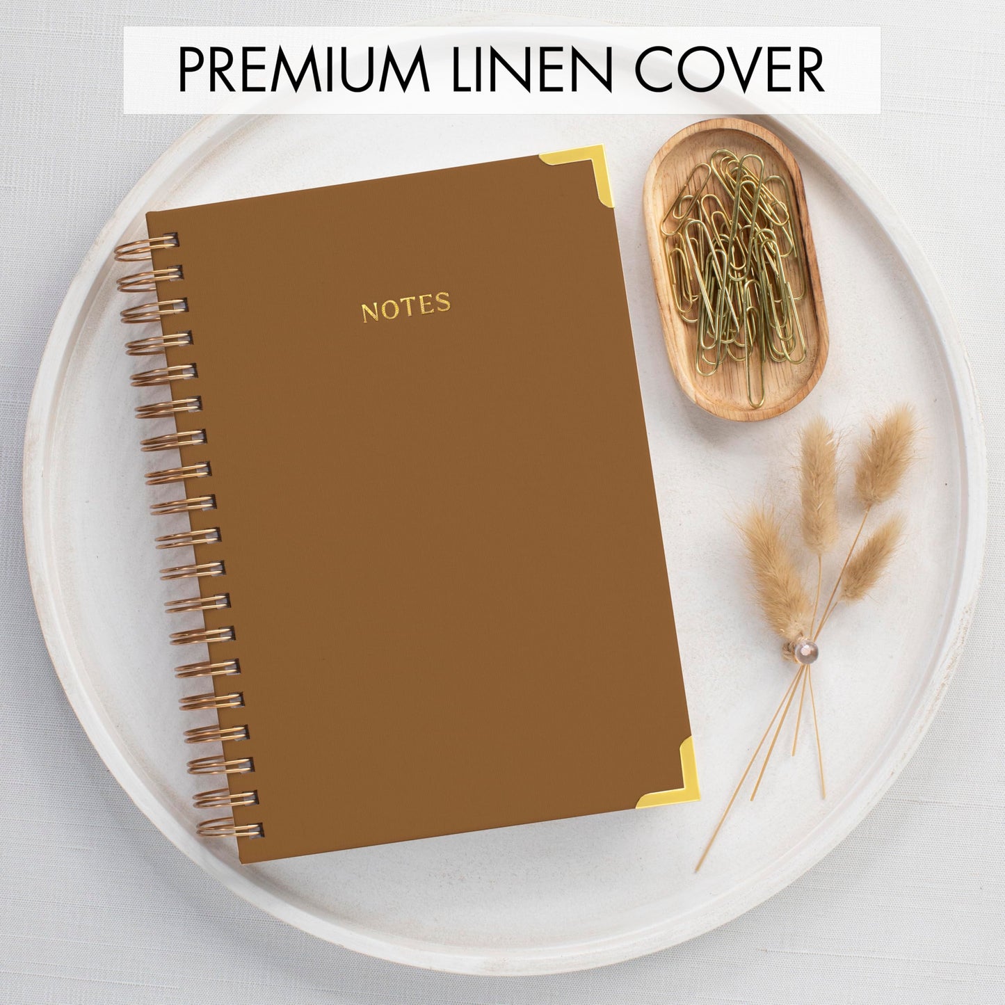 Aesthetic Thick Spiral Notebook Journal For Women in B5 Format - Stylish Linen Hardcover College Ruled Note Book w 300 Lined Pages - Cute Supplies For Bible Study & Staying Organized at Work or School
