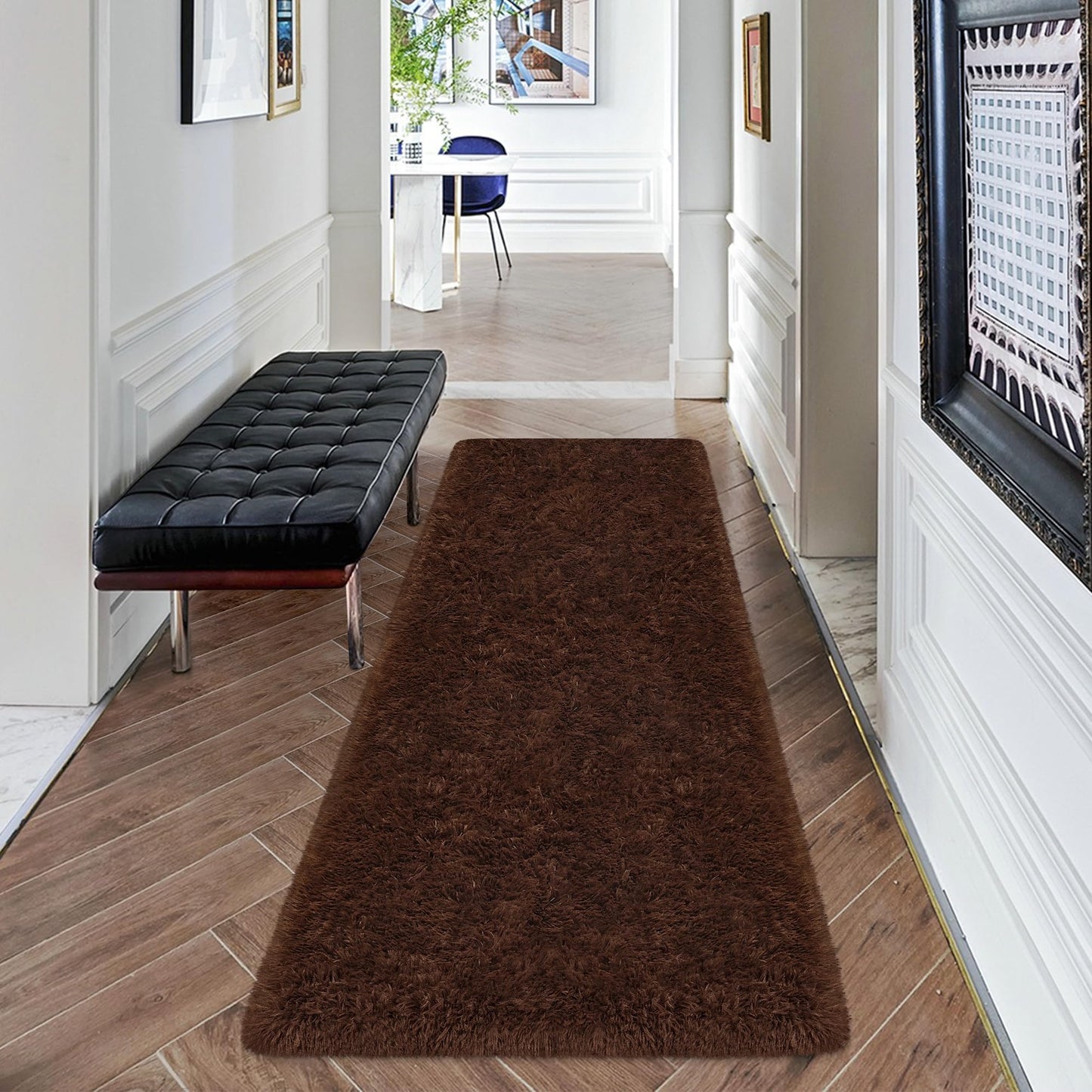ZJYeRug Brown Rug,2x6 Runner Rug for Bedroom Living Room,Soft Fluffy Soft Plush Washable Plush Small Rugs,Shag Non Slip Fuzzy Carpet,Area Rug for Hallway Dorm Nursery Teen Boys Home Decor Aesthetic