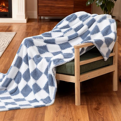 Ultra Soft Jacquard Shaggy Fleece Throw Blanket, Lightweight Warm and Plush, Cozy Couch and Travel Blanket, Multiple Colors and Sizes, Year Round Comfort