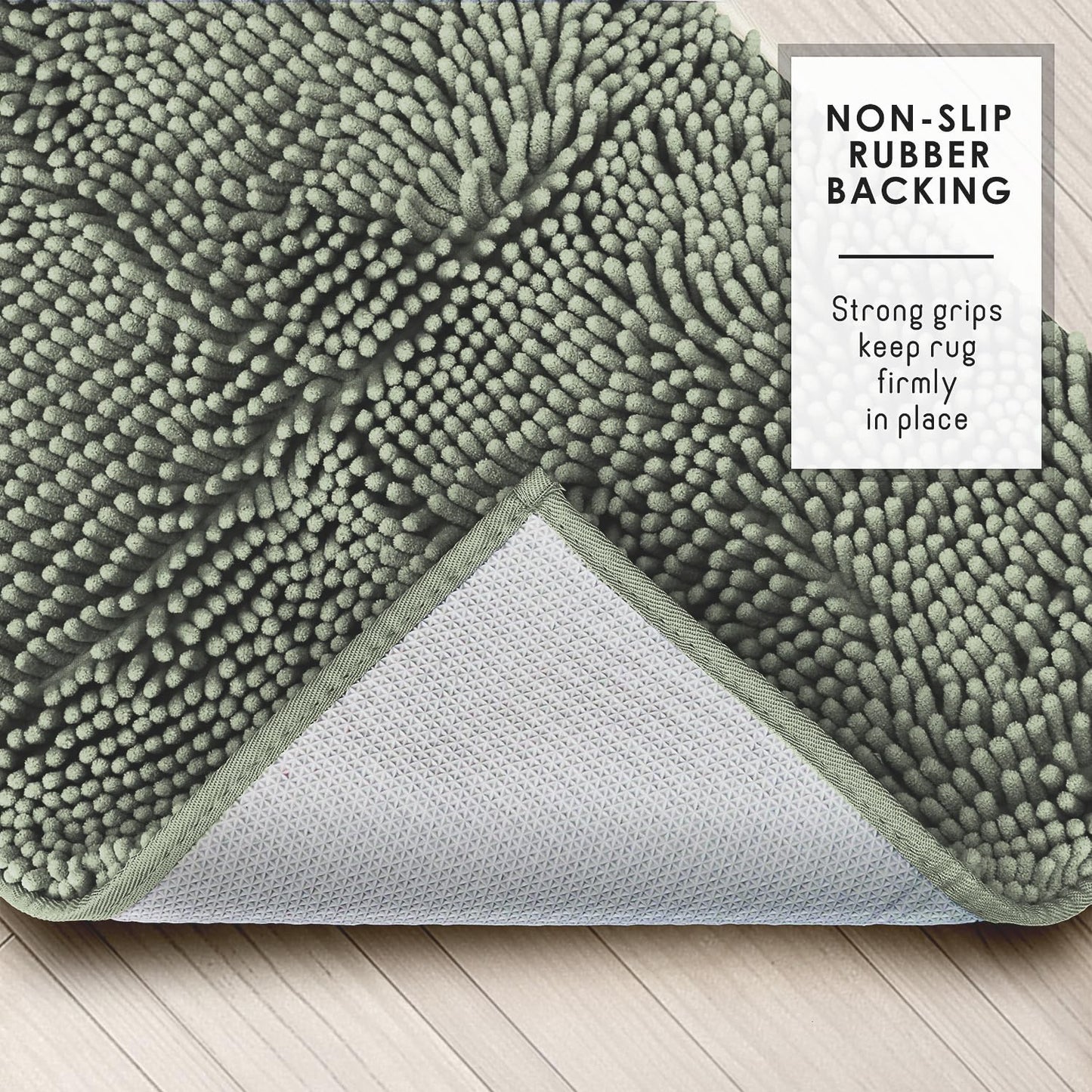 Hearth & Harbor Bathroom Rugs, Chenille Bath Mat - Machine Washable Bath Mats for Bathroom Non-Slip Backing Rubber, Quick Dry Bathroom Mat