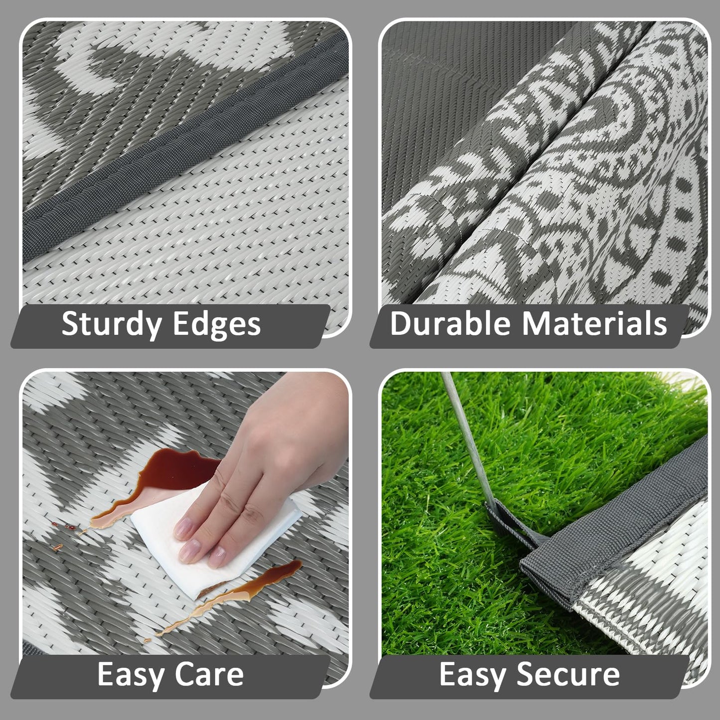 famibay Outdoor Rug Waterproof 5x8 ft, Reversible Outdoor Plastic Straw Rug, UV-Resistant Patio Rug Lightweight Portable RV Mat Indoor Outdoor Carpet for Camping, Balcony, Deck, Backyard, Picnic