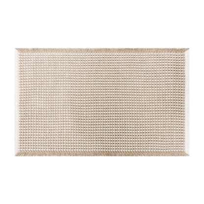 GRLYUH Waffle Bath Mat - Boho Bathroom Rugs Non Slip Washable, Super Absorbent & Quick Dry, Soft Bath Mat Farmhouse Bathroom Decor, 24'' x 36'', Khaki and White