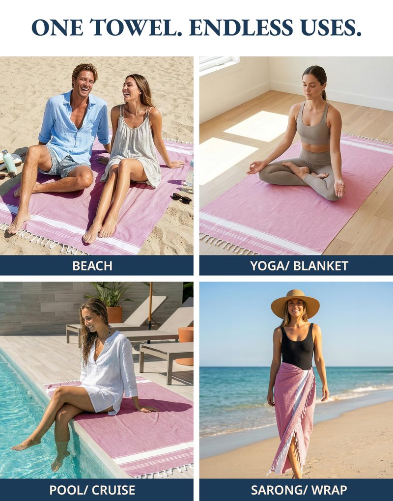 Lane Linen Beach Towels 12 Pack - Oversized & Pre-Washed Large Beach Towel Set - Stylish Pool Towels For Adults, Quick Dry, Soft & Lightweight Lightweight Travel Towel Pack, 39"x71" - Seaside Symphony