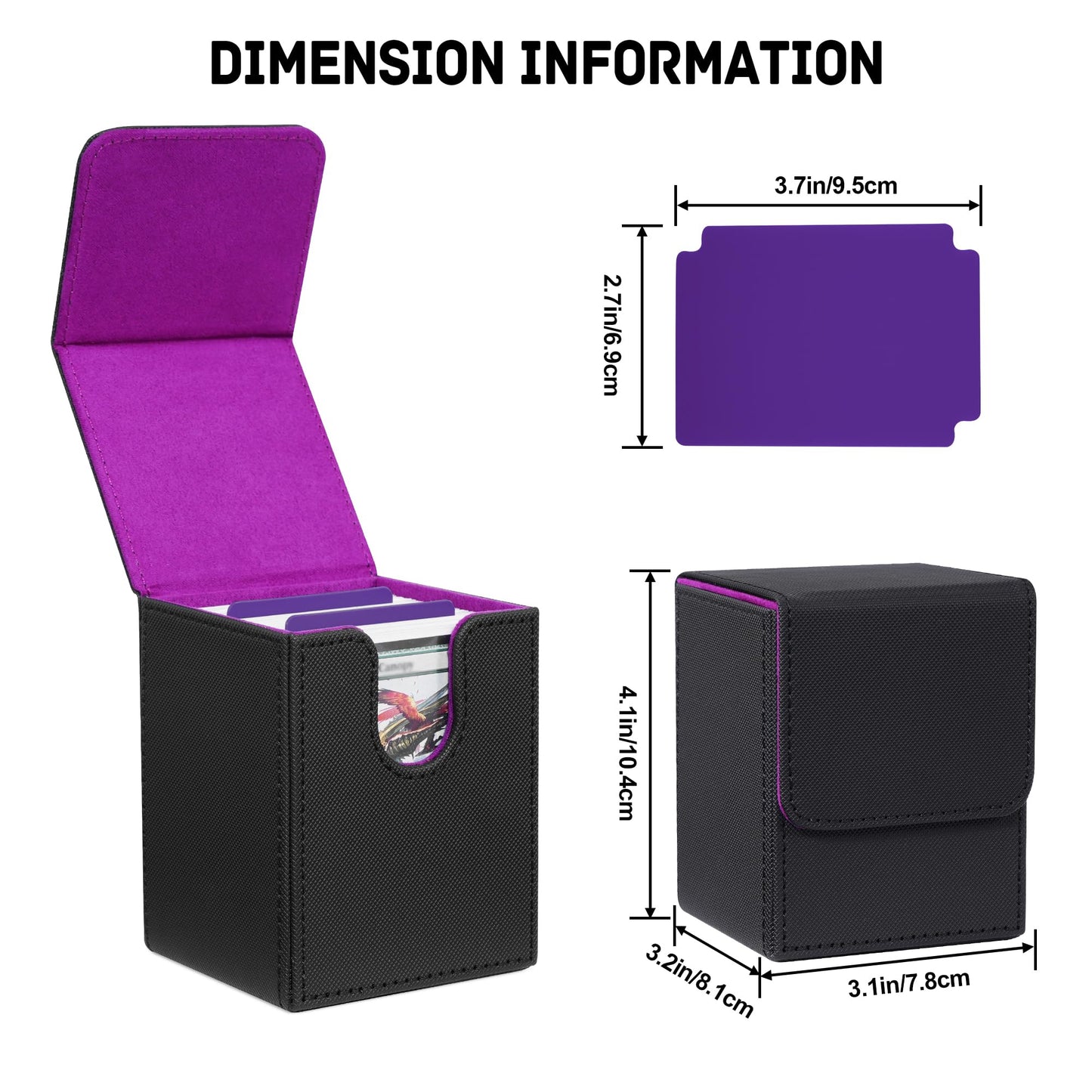 ZLCA Card Deck Box for Trading Cards, MTG YuGiOh Deck Case Holds 100+ Single Sleeved Cards, PU Leather Magnetic Card Storage Box Fits for TCG CCG Magic Game Cards (Red)