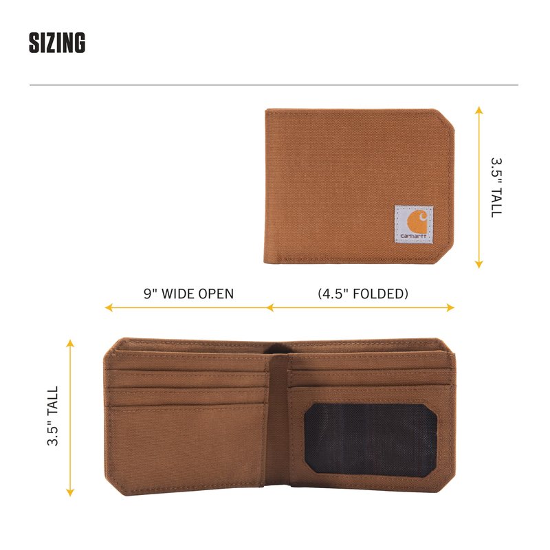 Carhartt Mens 700D Nylon Duck Wallets, RFID-Blocking W/Trifold and Front Pocket Options, Black (Bifold)