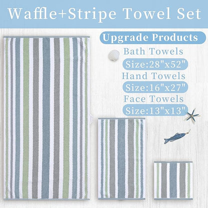 Waffle Hand Towels, Durable Striped Hand Towel