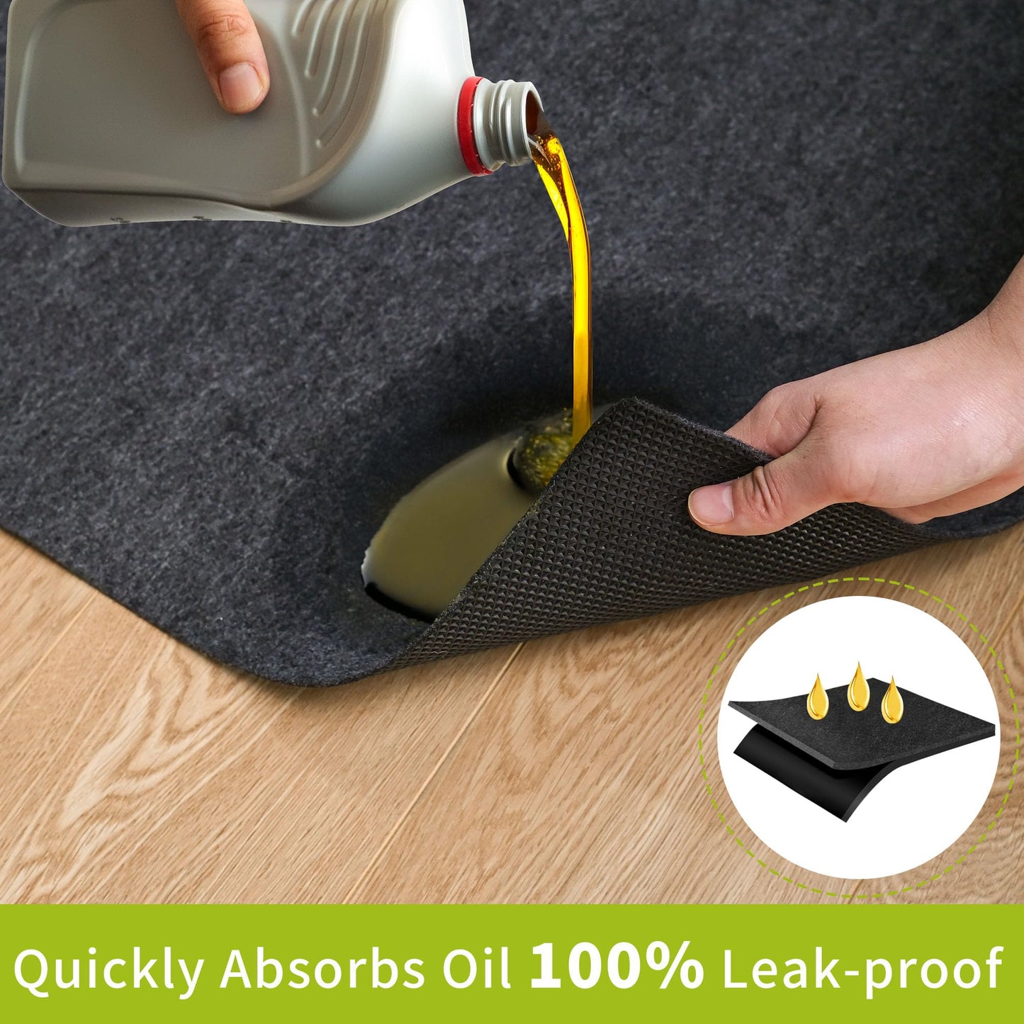Cybstrax Oil Spill Mat - 17' x 7'4" Absorbent Oil Garage Floor Mat for Under Car - Protect Driveway from Drips, Spills, Stains, Reusable & Durable Garage Floor Protection Mat with Waterproof Backing