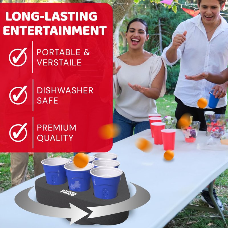 Whirl Pong – The Spinning Cup Pong Game | Rechargeable Rotating Party Game Set | Ultimate College Party, Tailgate & Family Game | Cup Pong Reinvented