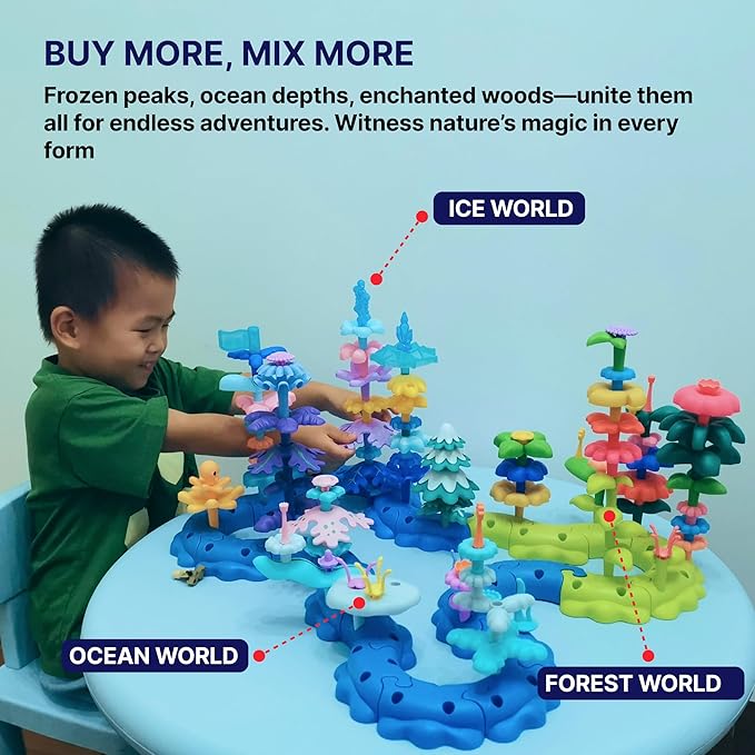 ICY World Building Toys for Girls &amp Boys Age 3-5+ 79 PCs Large Block Arctic Animals Set with 10 Figures (Snowman Penguin Bear) Creative STEM Learning Gift for Kids (ICY-World-L2