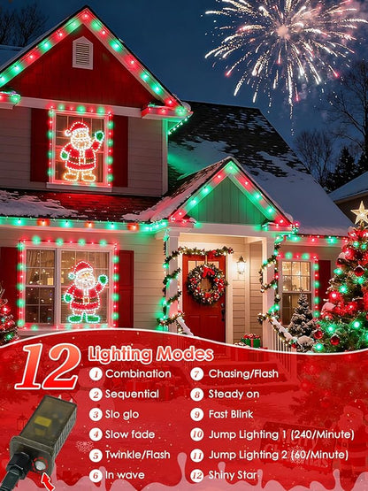 Voice Control Connectable 2PK 164FT 400LED Christmas String Lights Indoor Outdoor with Remote | Smart Twinkle Fairy String Lights 12 Modes & Timer for Xmas Tree Decor (Red & Green)