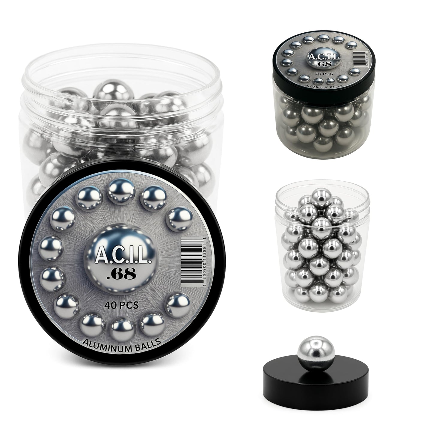 Premium Aluminium Balls .68 Cal. Solid Resuable Paintballs Powerballs for Target Practice, Training and Defense Pistols in 68 Caliber (40 pcs)