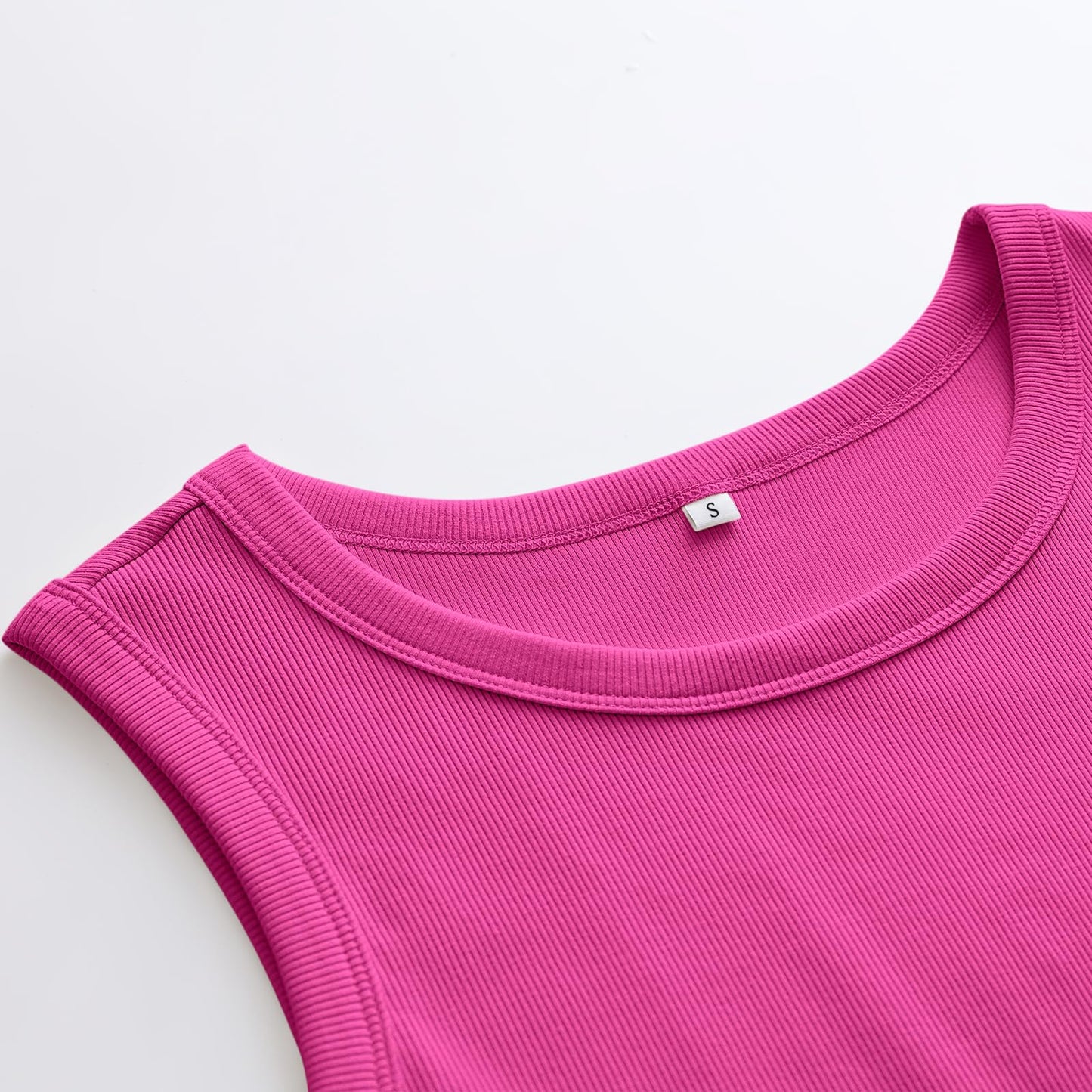 ANRABESS Womens Sleeveless High Neck Tank Tops Fashion Summer Casual Basic Slim Fit Ribbed Racerback Top Shirt Clothes Hot Pink-XL