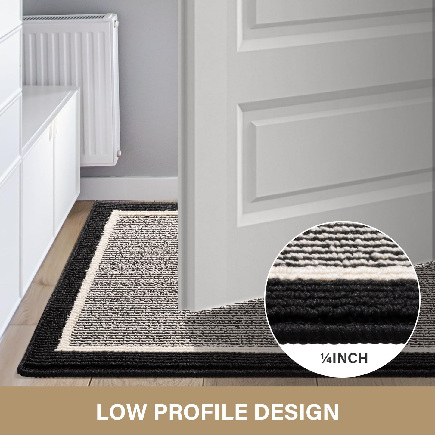 GRANNY SAYS Door Mat, 32" x 48" Welcome Mat Outdoor Rugs Non-Slip, Dirt Absorb Front Door Mat Outside Entrance, Low Profile Inside Floor Mat, Rugs for Entryway Indoor, Large Doormats, Black
