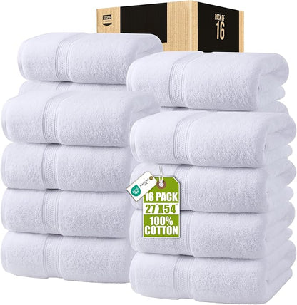 Utopia Towels 16 Pack Premium Bath Towels Set, 27 by 54 Inches, 100% Ring Spun