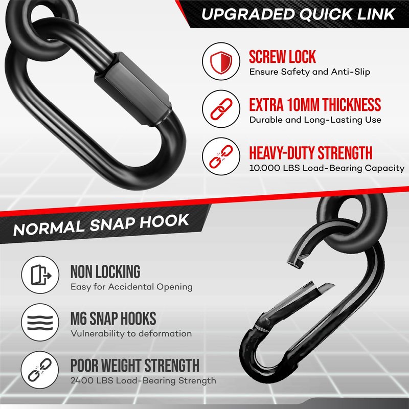 X-CUIRASS [Premium] Swing Hanger, Heavy Duty 10MM Solid Swing Set Hardware, Swing Hooks Screws Bolts with Quick Link, Swing Set Bracket for Porch, Playground, Concrete, Wooden