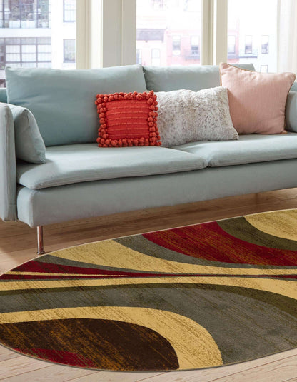 Unique Loom Barista Collection Area Rug - Ngada (5' 3" x 8' Oval, Beige/Red)